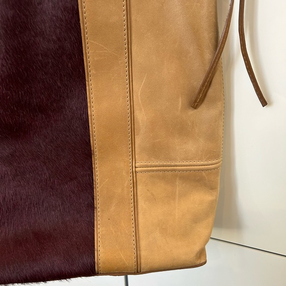 All Saints leather tote bag with deep burgundy pony skin insert - Picture 10 of 16